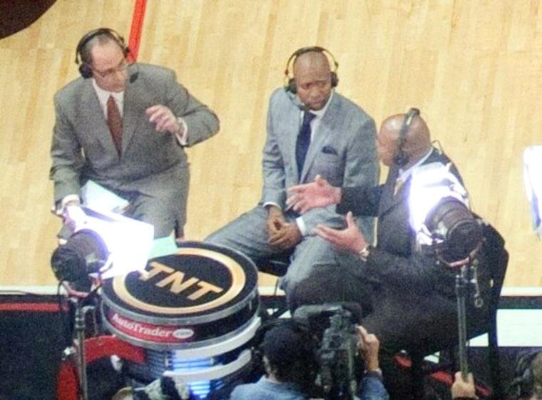 Basketball studio broadcast desk with the TNT logo