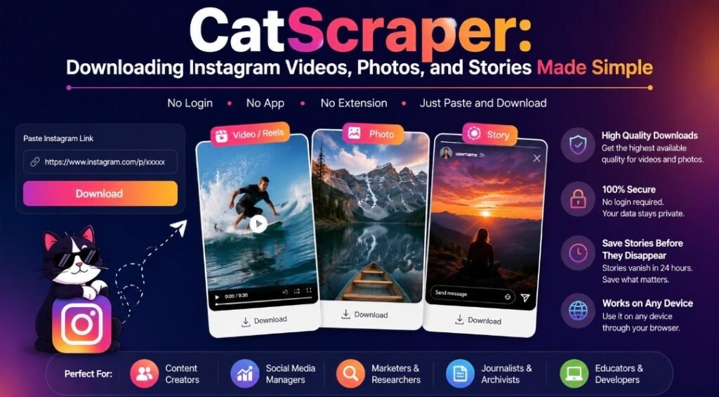 CatScraper: Downloading Instagram Videos, Photos, and Stories Made Simple CatScraper: Downloading Instagram Videos, Photos, and Stories Made Simple